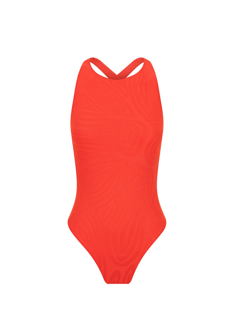 Cleo Cross Back One Piece - Chilli