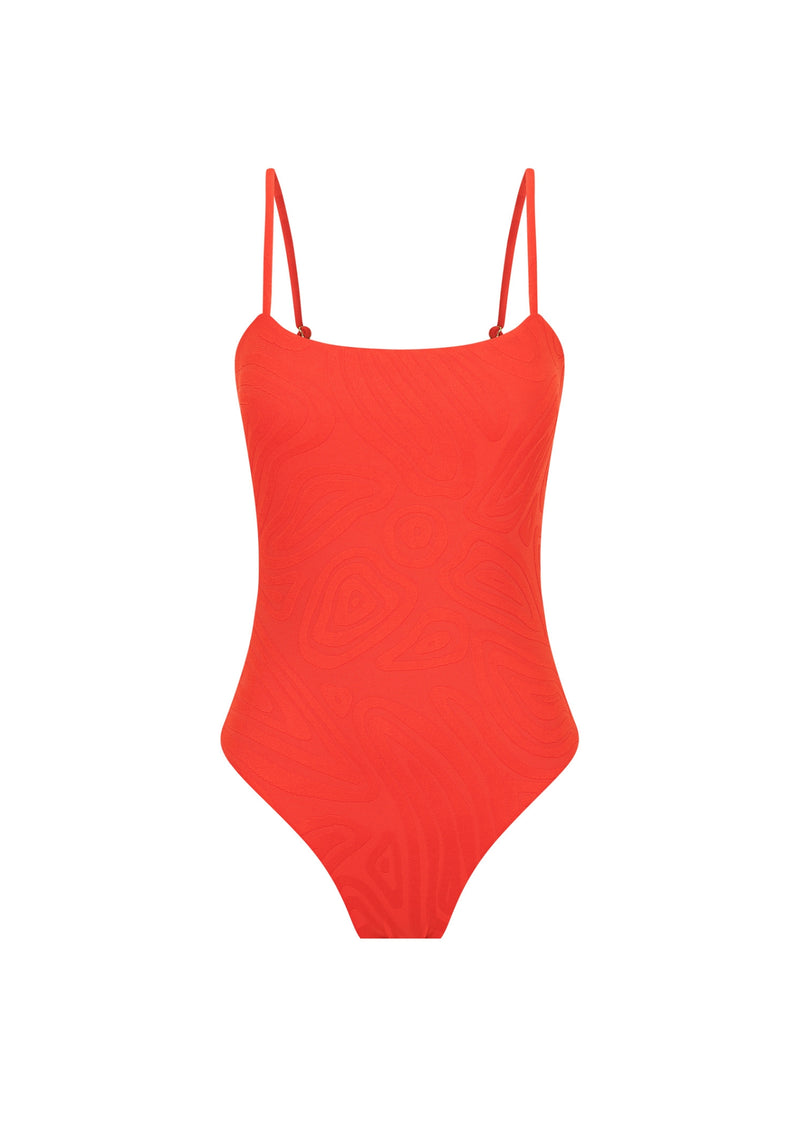Elaine Straight Neck One Piece - Chilli