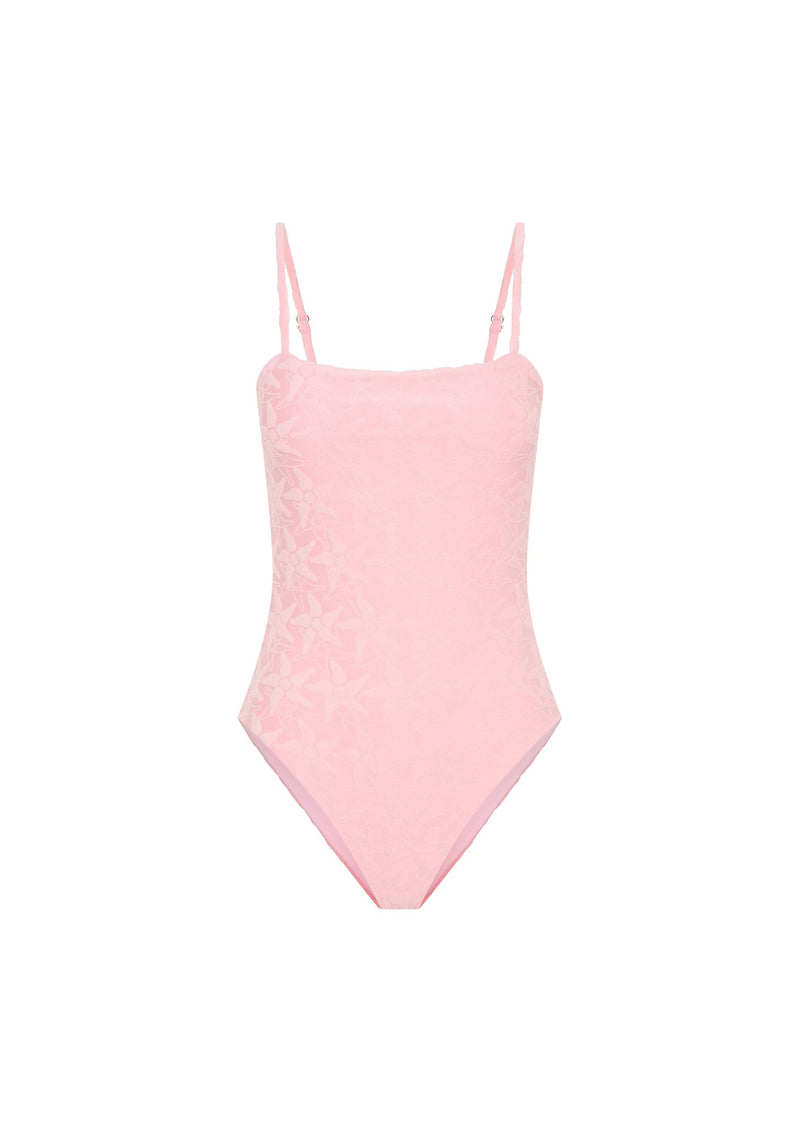 Elaine Straight Neck One Piece - Pink Terry