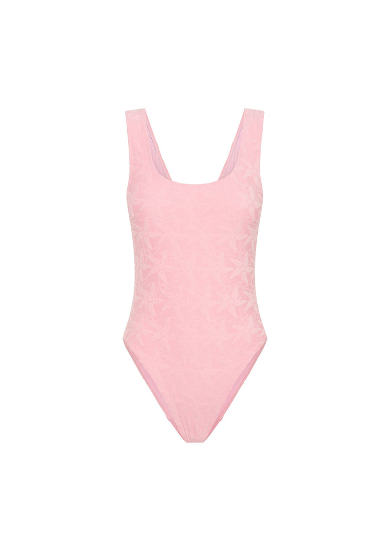 Winnie Scoop Neck One Piece - Pink Terry