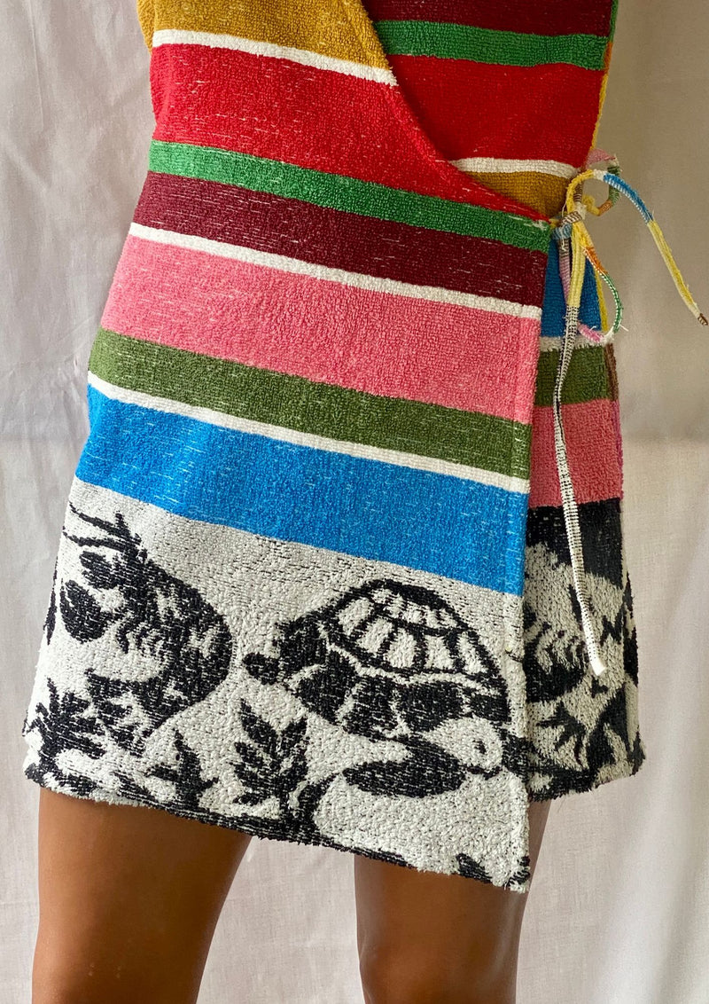 Towel Wrap Dress - Ocean Stripe